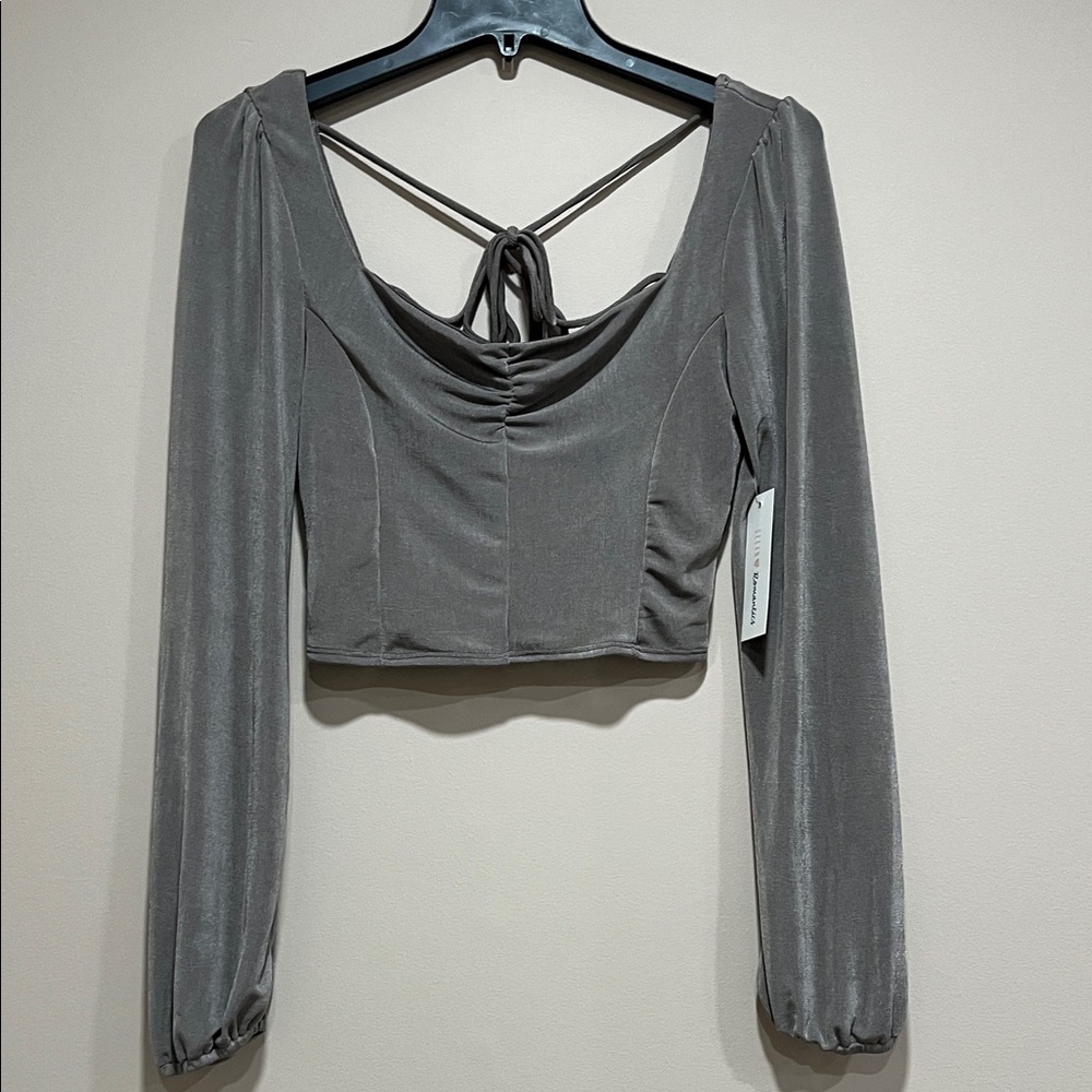 Elegant Gray Long Sleeve Women's Top